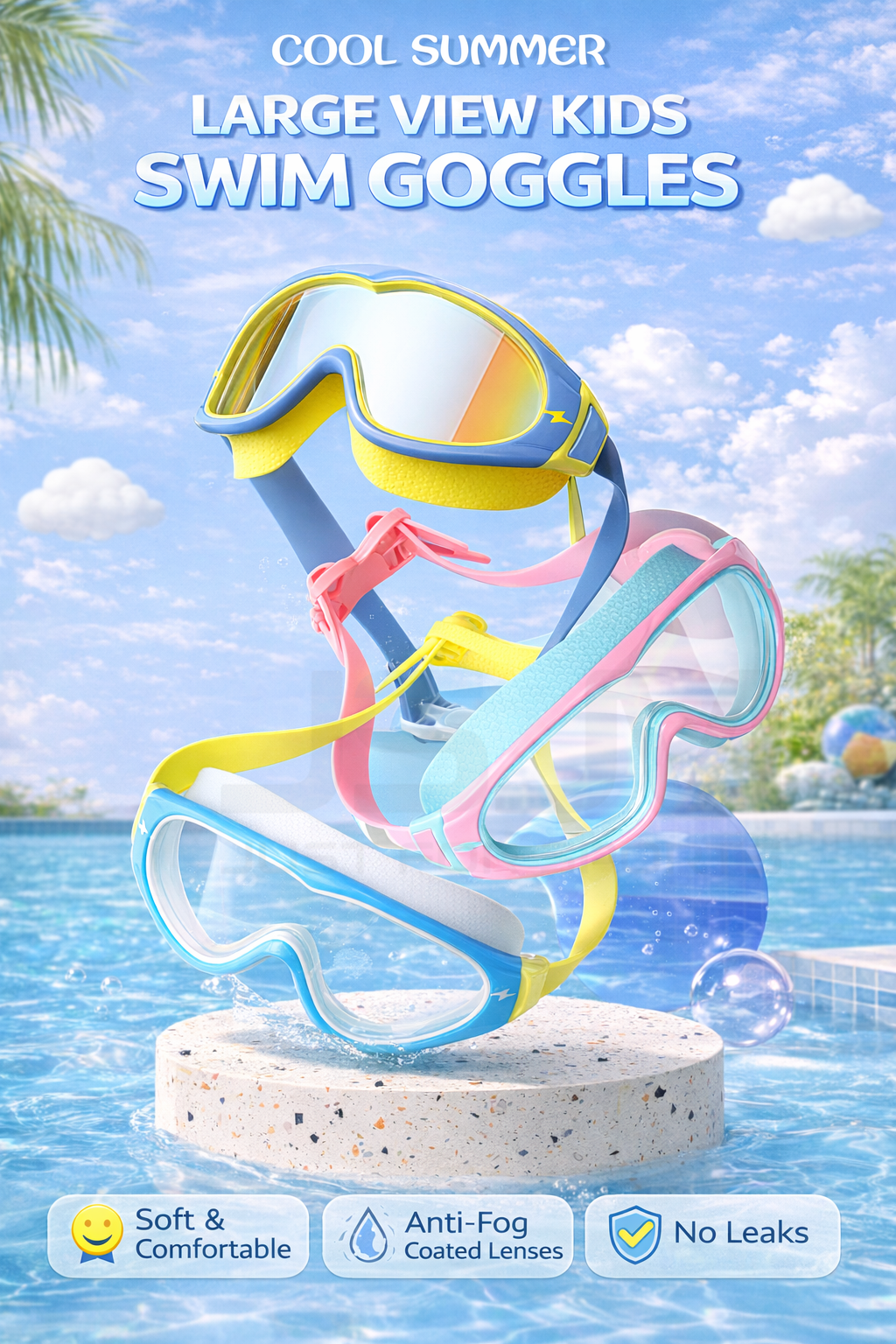 JSJM Kids Swimming Goggles Big - Anti Pollution Mask ulasan dan harga