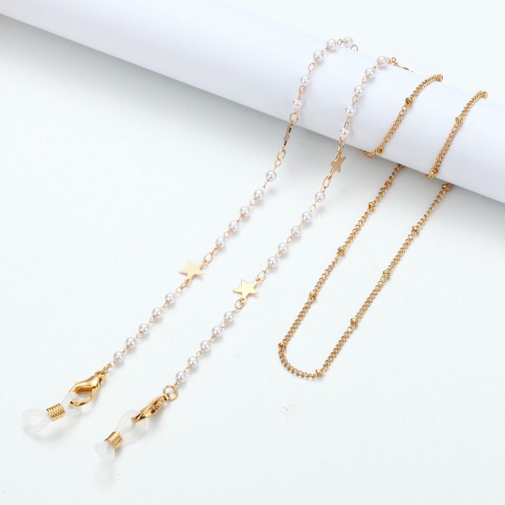 Jewelry Disc Metal Pearl Hangi - Mask Chain Holder ulasan dan harga