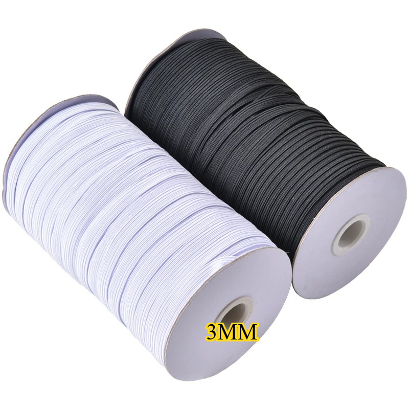 White Black 3mm Flat Elastic B - Mask Lanyard Adjustable ulasan dan harga