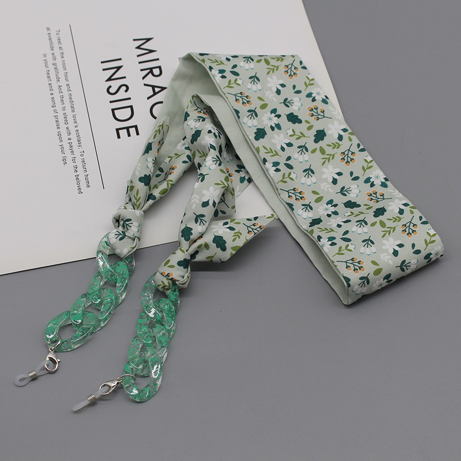 Bohemia Print Silk Scarf Glass - Mask Chain Holder ulasan dan harga